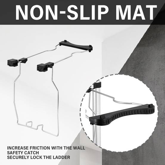 Échelle télescopique pliable de 5 m avec stabilisateur d'échelle, échelle télescopique en aluminium avec barre stabilisatrice et crochets amovibles - Image 4