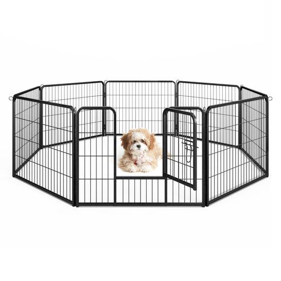 Enclos pour Chiens 8 Panneaux Hauteur de 60CM pour Chiot Animaux Parc Portable Pliable avec Porte Barrière Métallique Noir - Image 4