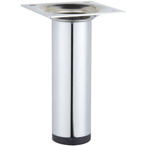 Pied de meuble cylindrique fixe acier chromé gris, 10 cm - Image 2