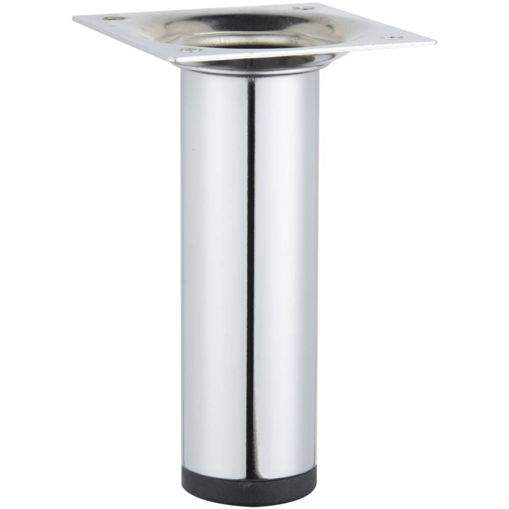 Pied de meuble cylindrique fixe acier chromé gris, 10 cm - Image 2