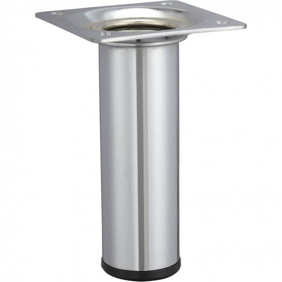 Pied de meuble cylindrique fixe acier chromé gris, 10 cm - Image 1