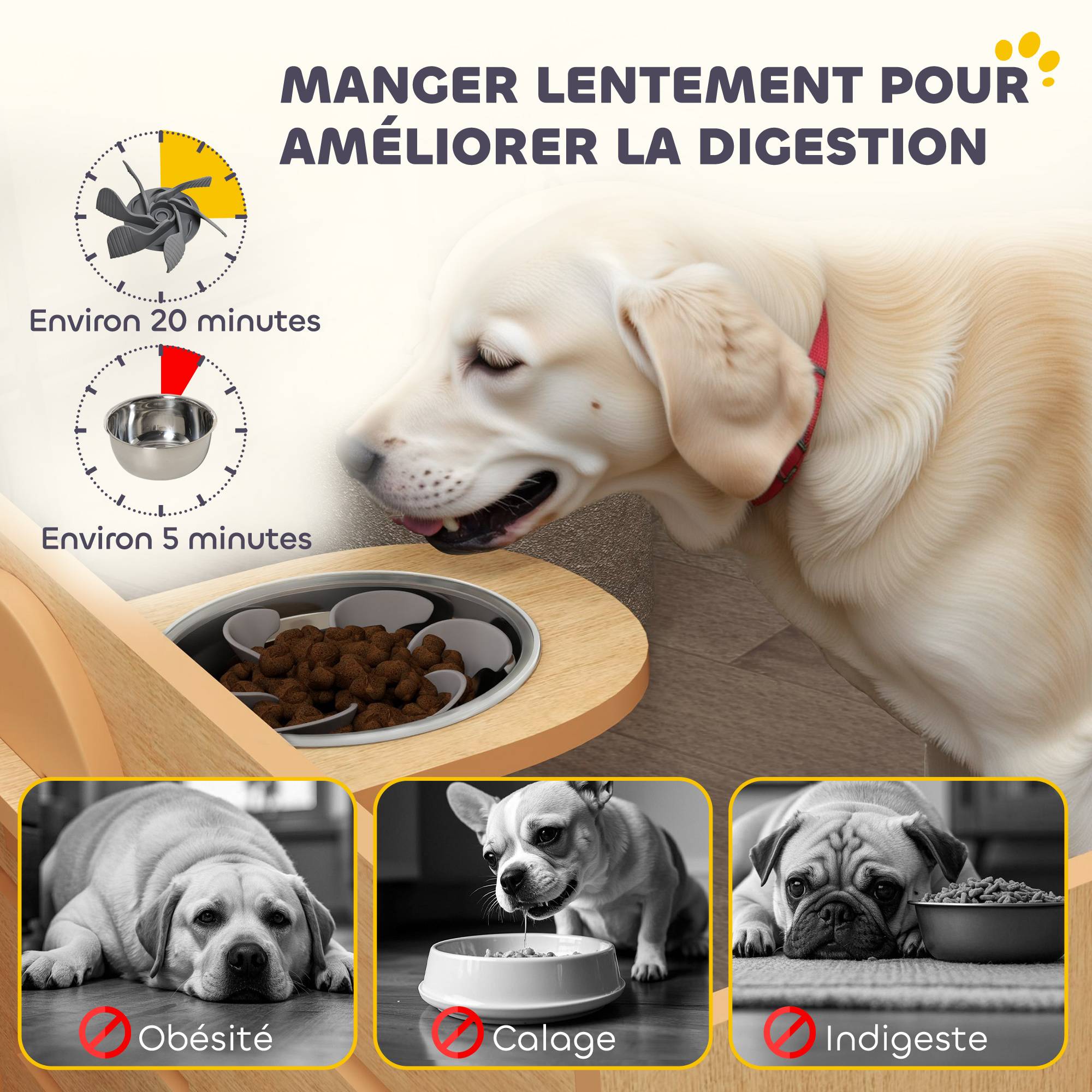ComfortXL - Support gamelle surélevée acier inoxydable pour chien hauteur ajustable 63cm chêne - ComfortXL Outdoor Living - Image 8