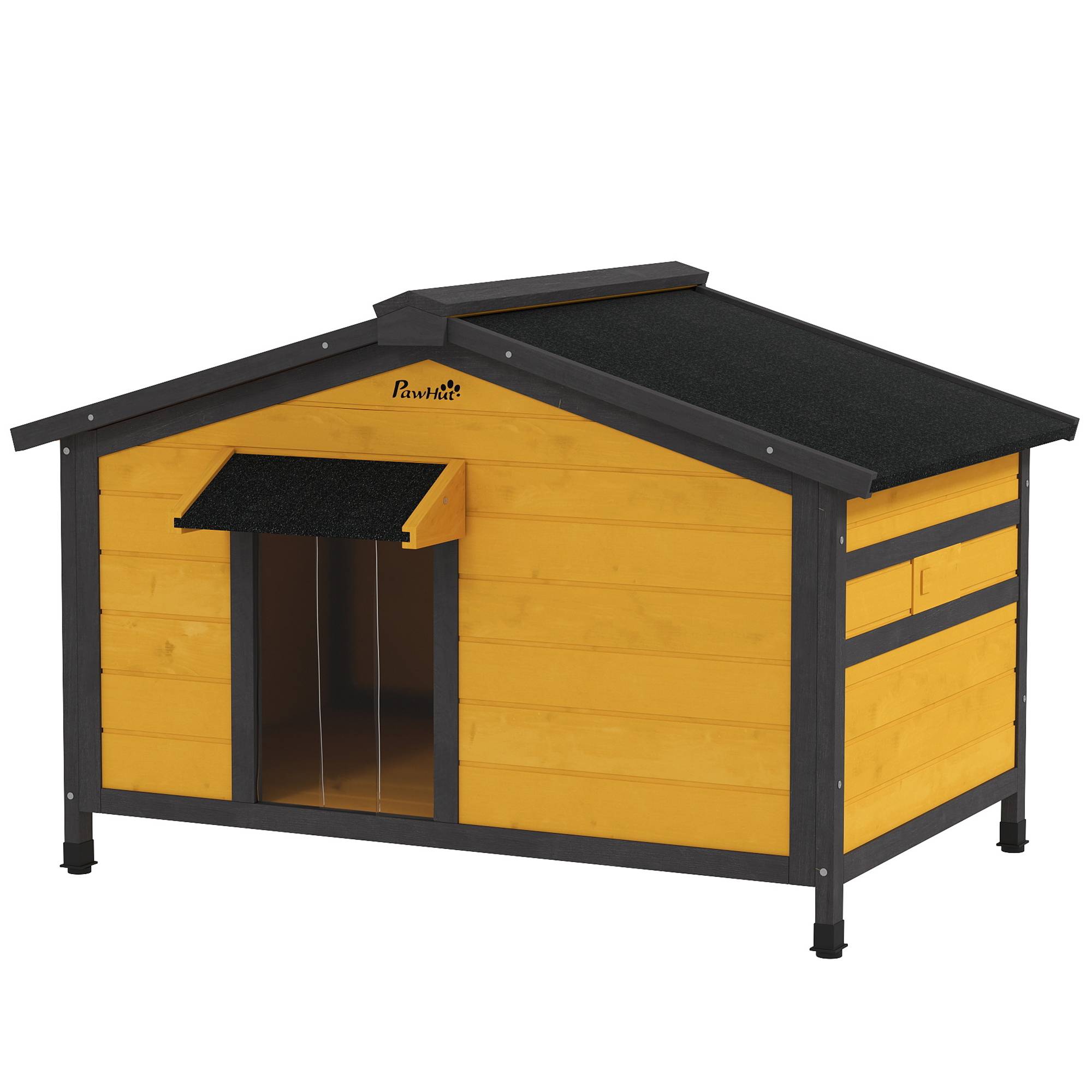 Niche d'extérieur pour chien avec toit en asphalte à charnières, fenêtres et fond amovible, 97 x 72 x 65 cm, bois naturel - Image 2