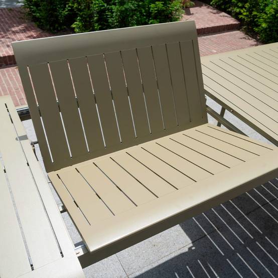 Wilsa Garden - Ensemble de jardin extensible 6/10p en aluminium Kaki clair 8 fauteuils et coussin Beige chiné HAVANA - Image 7