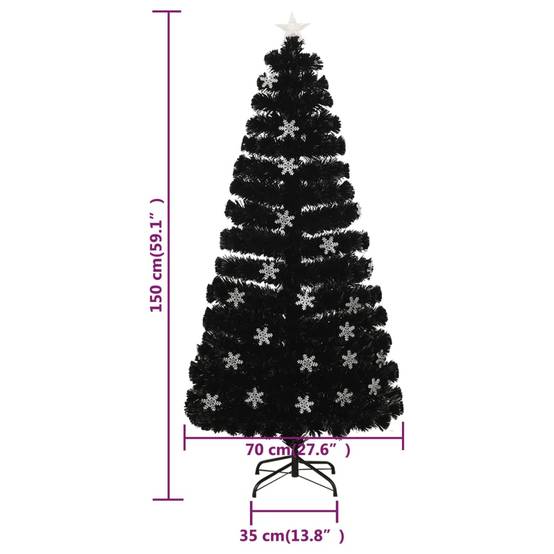 Sapin de Noël - Arbre de Noël et flocons de neige LED Noir 150 cm Fibre optique - Image 9