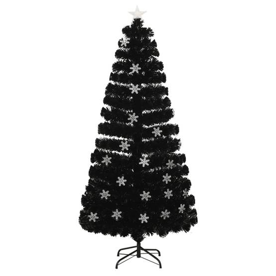 Sapin de Noël - Arbre de Noël et flocons de neige LED Noir 150 cm Fibre optique - Image 1