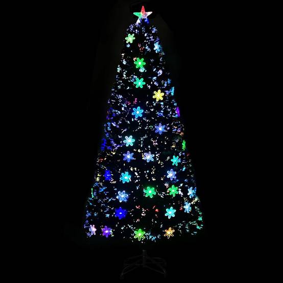 Sapin de Noël - Arbre de Noël et flocons de neige LED Noir 150 cm Fibre optique - Image 3