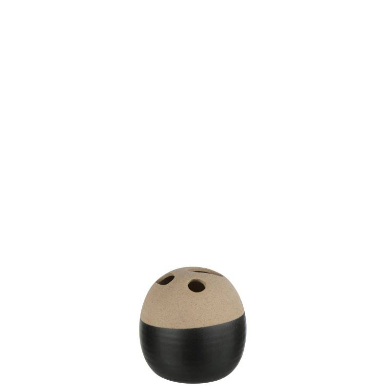 J-Line - Vase boule en céramique noir/beige 15.5x15.5x15 cm - J-Line