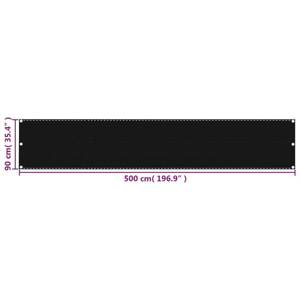 Helloshop26 - Écran de balcon brise pare vue protection confidentialité 90 x 500 cm PEHD noir - Imagen 5
