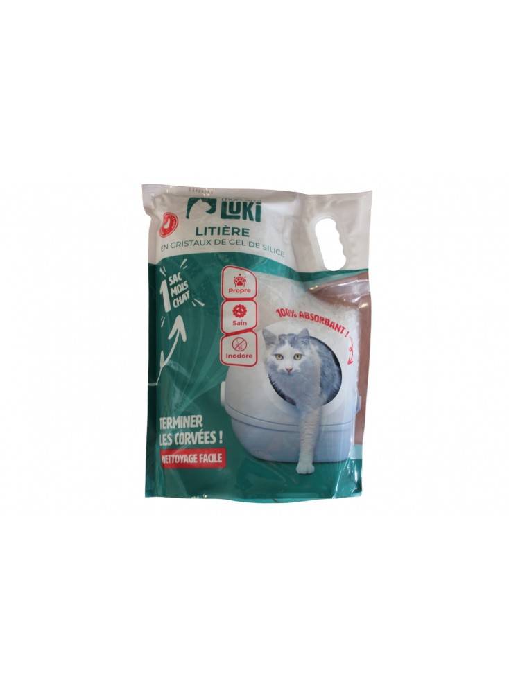 Litiere de silice minerale - super absorbante - nettoyage facile Blanche taille 3,8 L - Mon Ami Luki