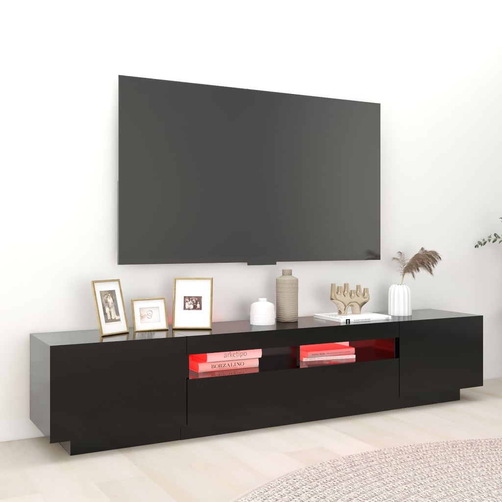 Vidaxl - Meuble TV avec lumières LED Noir 200x35x40 cm - vidaXL - Imagen 3