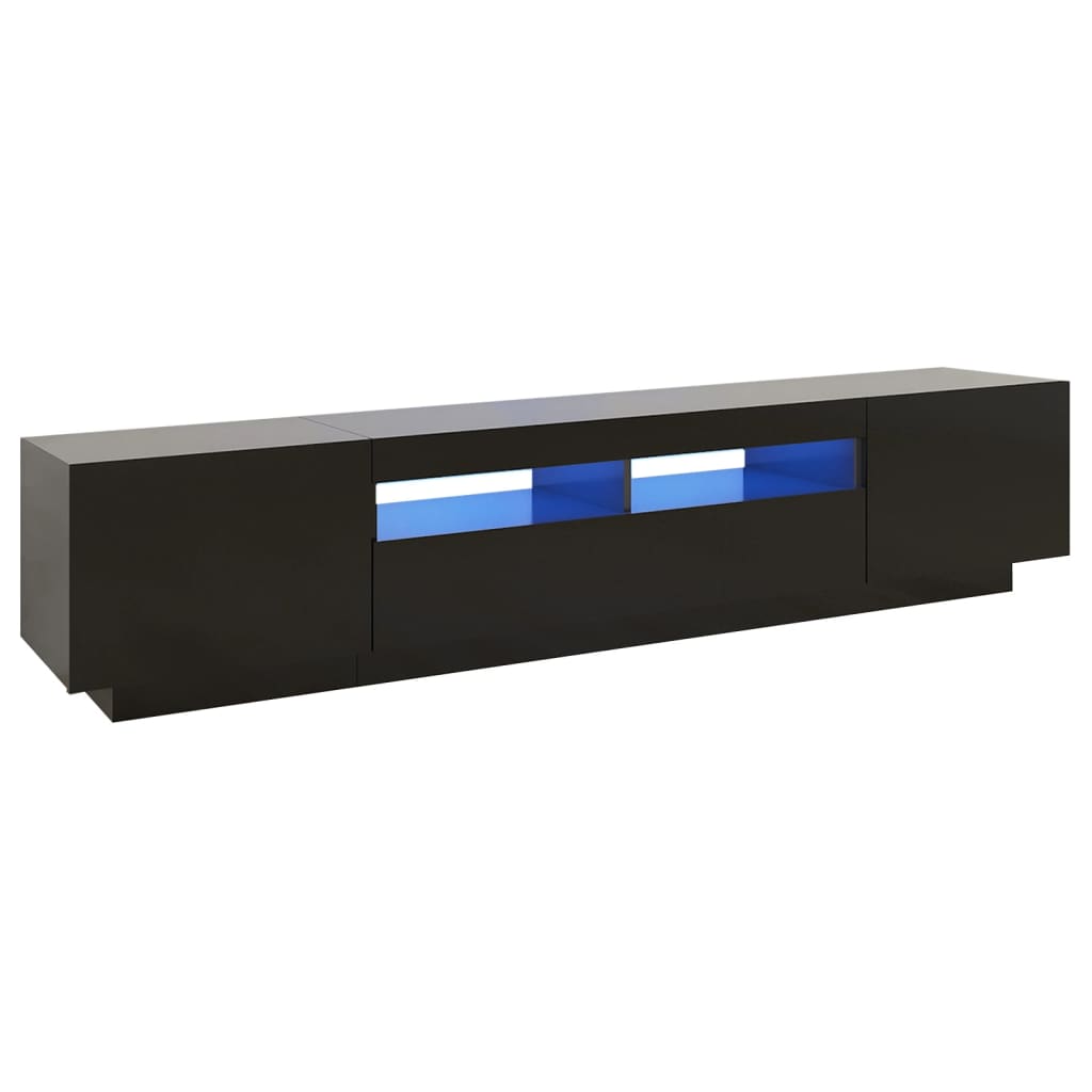 Vidaxl - Meuble TV avec lumières LED Noir 200x35x40 cm - vidaXL - Imagen 1