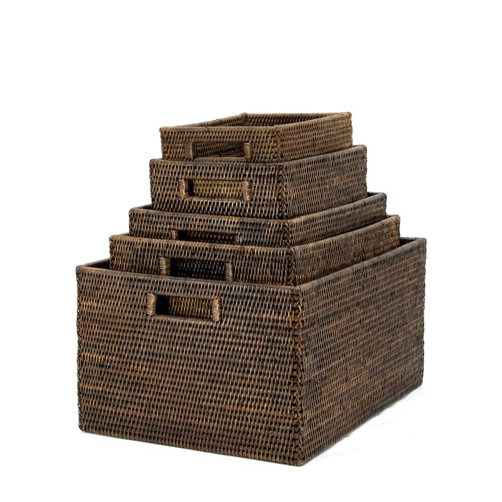 Aubry Gaspard - Panier de rangement rotin antique Longueur 24cm - Imagen 4