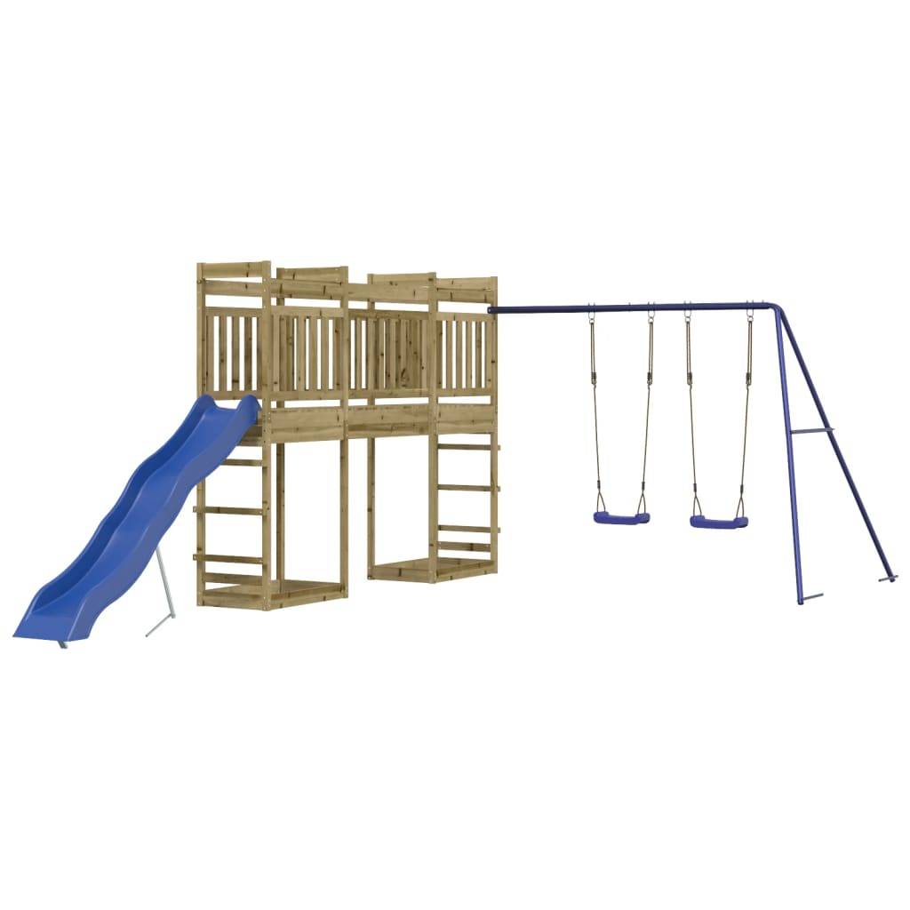 Helloshop26 - Aire de jeux d'extérieur balançoires toboggan portiques robuste jeux jardin 314 x 535 x 207 cm bois de pin imprégné - Imagen 1