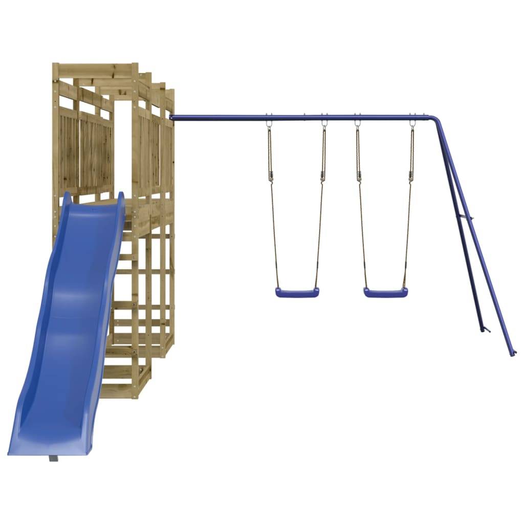 Helloshop26 - Aire de jeux d'extérieur balançoires toboggan portiques robuste jeux jardin 314 x 535 x 207 cm bois de pin imprégné - Imagen 2