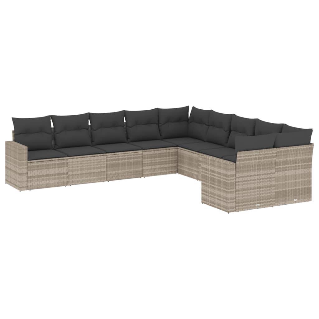 Salon de Jardin Bas 10 Places Résine Tressée avec Rangement sous Assise pour Jardin Gris Clair – ComfortXL Outdoor Living - Image 2