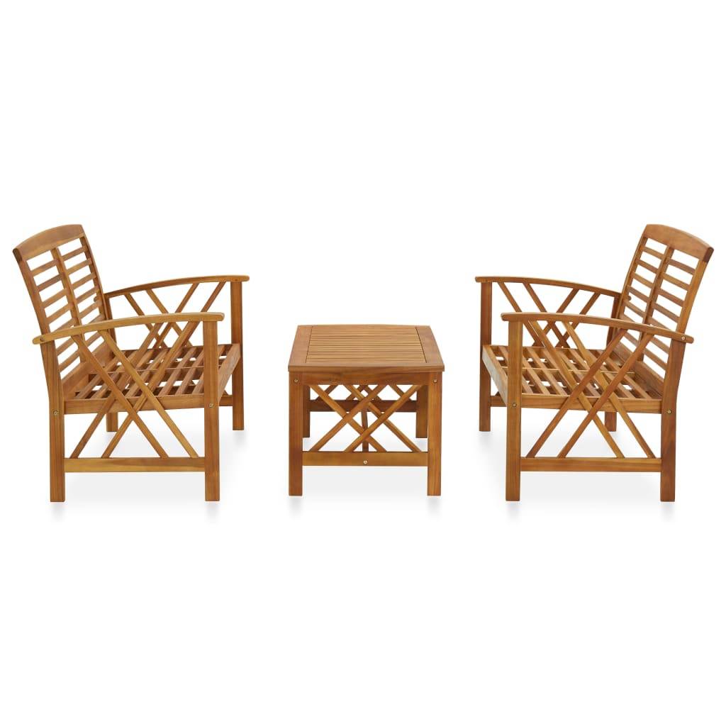 Helloshop26 - Salon de jardin meuble d'extérieur ensemble de mobilier 3 pièces bois d'acacia solide - Imagen 2