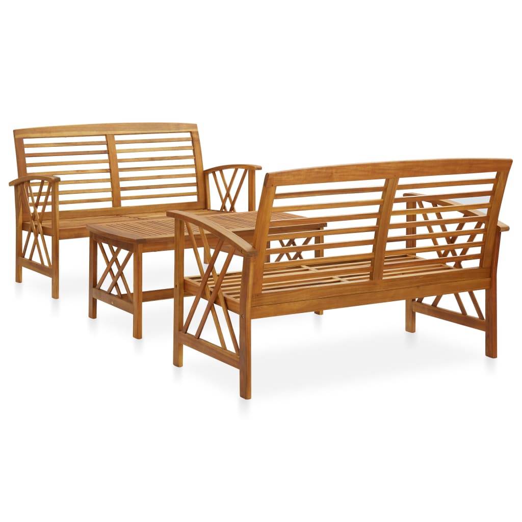 Helloshop26 - Salon de jardin meuble d'extérieur ensemble de mobilier 3 pièces bois d'acacia solide - Imagen 1