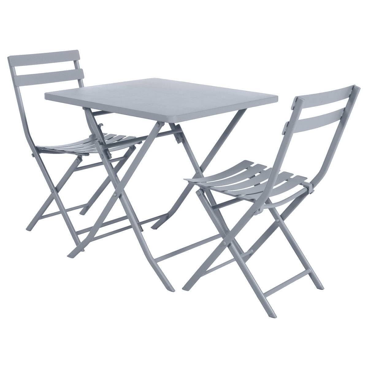 Hesperide - Table de jardin pliante carrée "Greensboro" gris quartz 2 places en acier traité époxy Hespéride - Imagen 2