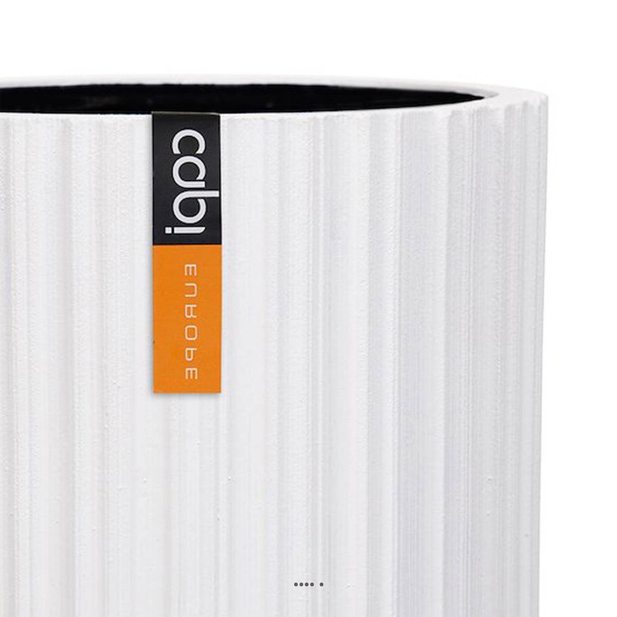 Artificielles - Pot polyester cylindre stries H 12,5 cm, Ø 14 cm, Blanc - Imagen 2