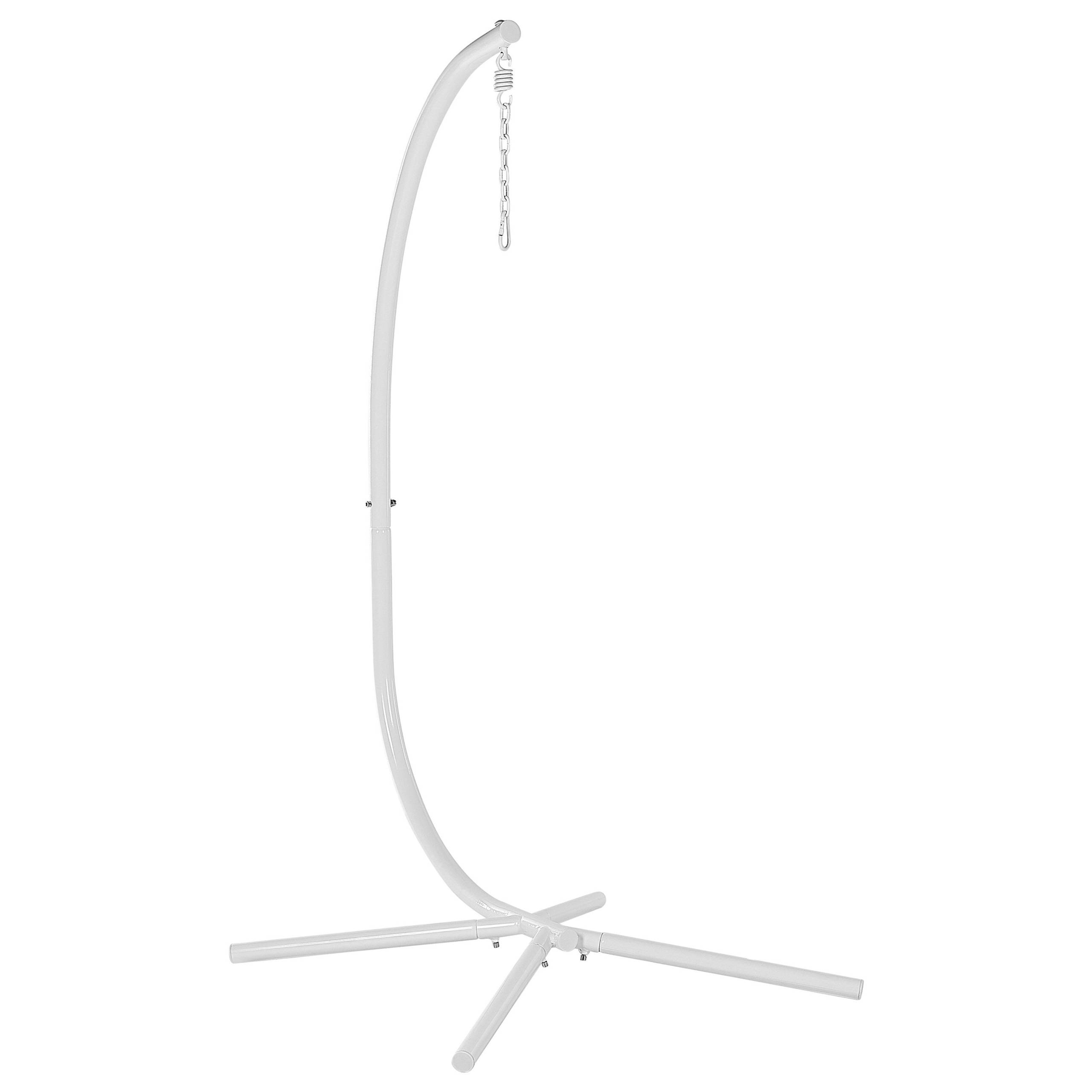 Beliani - Fauteuil Suspendu Blanc en Polyrotin et Métal Support Debout pour Intérieur et Extérieur Tressé en Forme d'Œuf Style Boho - Imagen 7