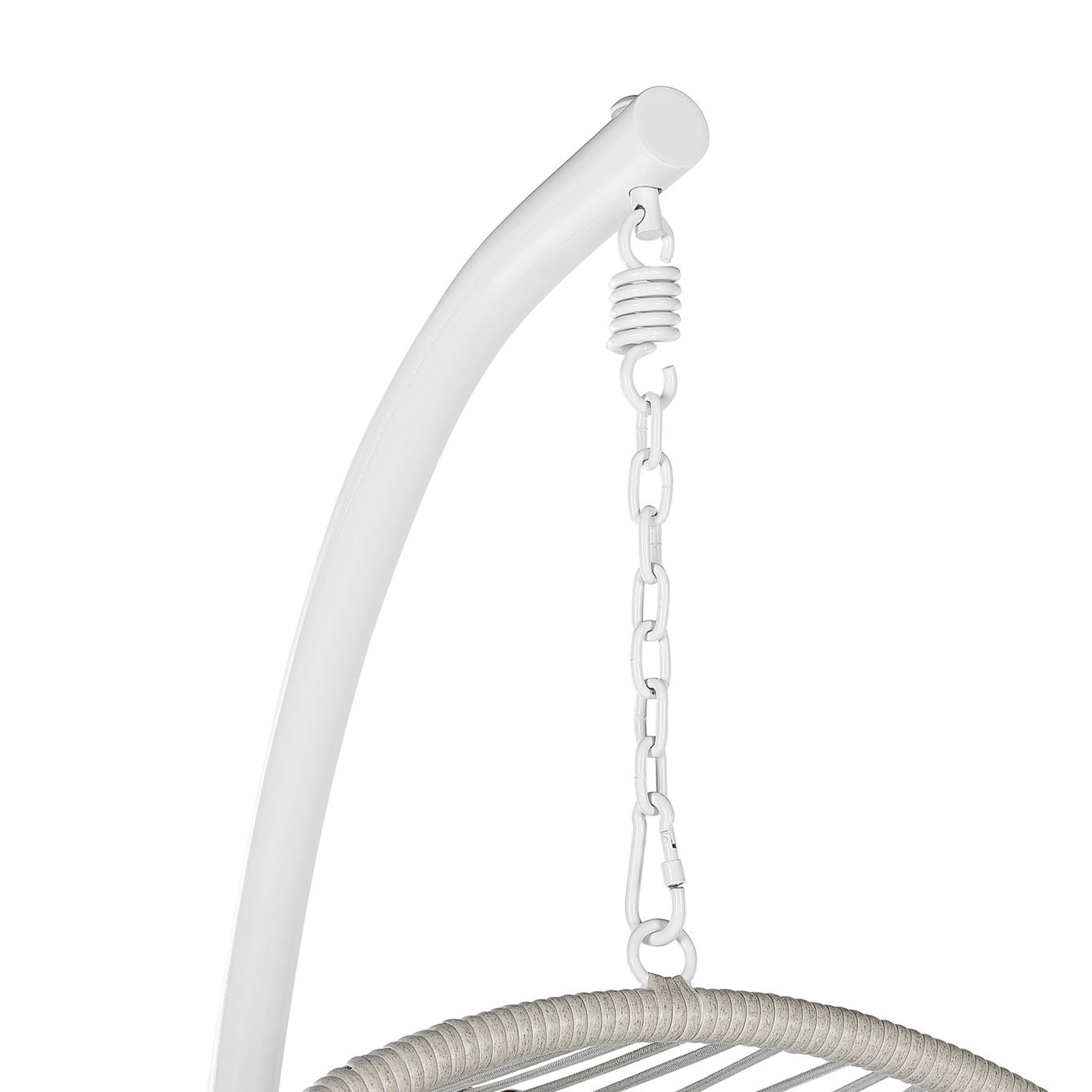 Beliani - Fauteuil Suspendu Blanc en Polyrotin et Métal Support Debout pour Intérieur et Extérieur Tressé en Forme d'Œuf Style Boho - Imagen 8