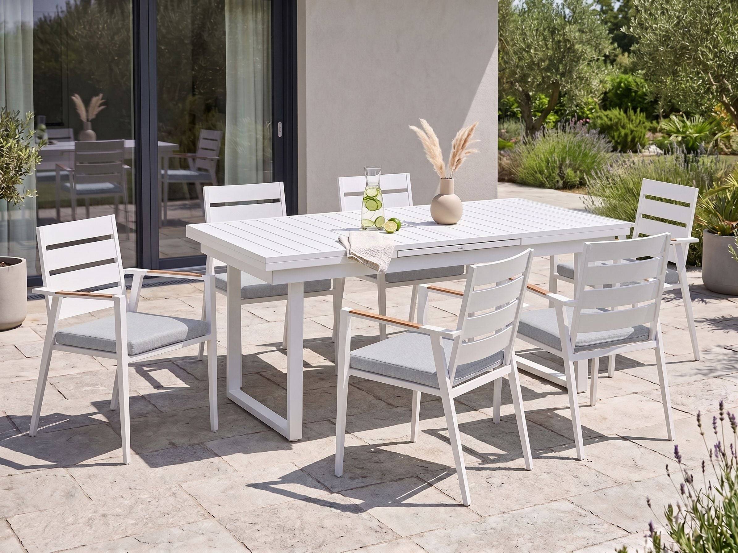 Beliani - Set de salle à manger, 6 Personnes Aluminium Blanc/gris VALCANETTO/TAVIANO - Beliani - Imagen 1