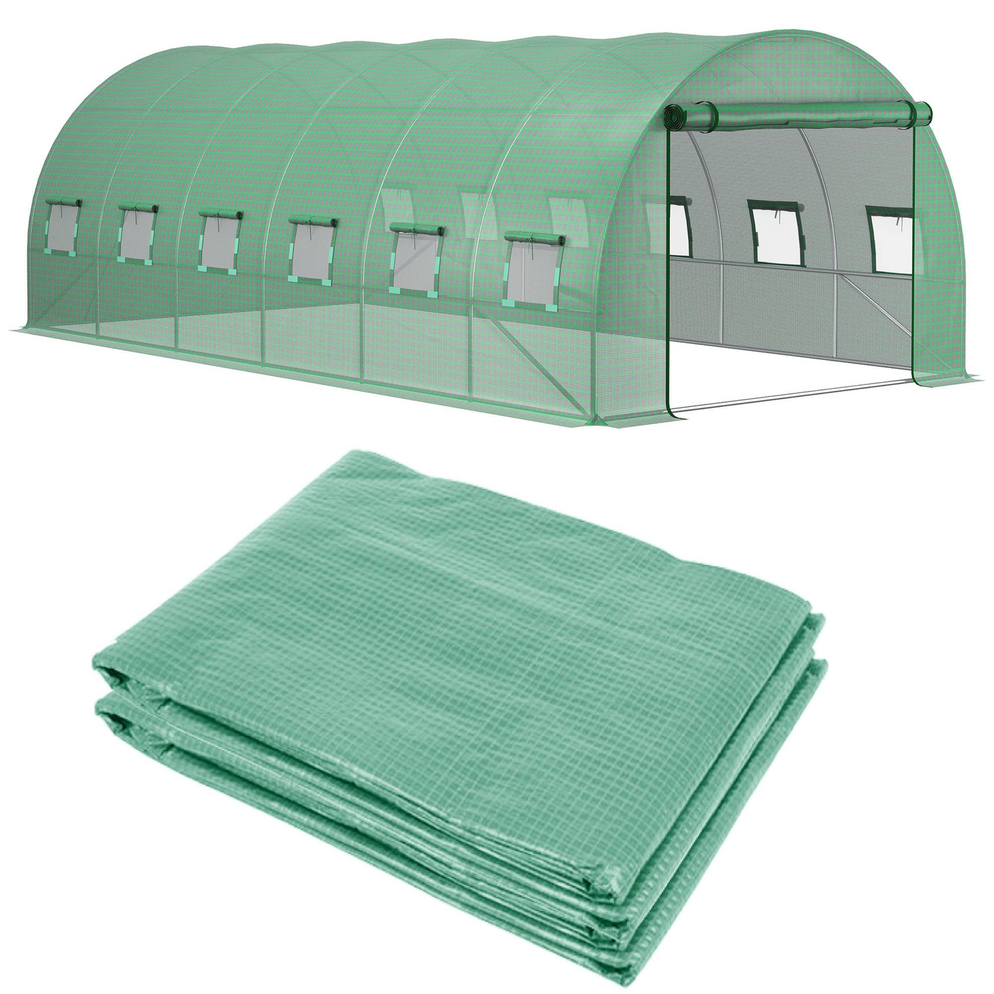 Sans Marque - Film protection serre 3x6m polyéthylène imperméable porte enroulable 12 fenêtres UV vert - Image 2