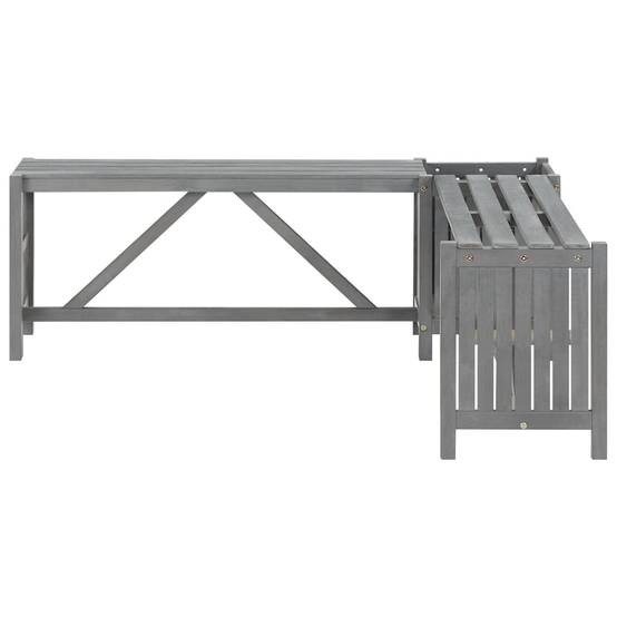 Banc d'angle de jardin - Banc d'extérieur - Banquette et jardinière 117 cm bois d'acacia gris - Image 2