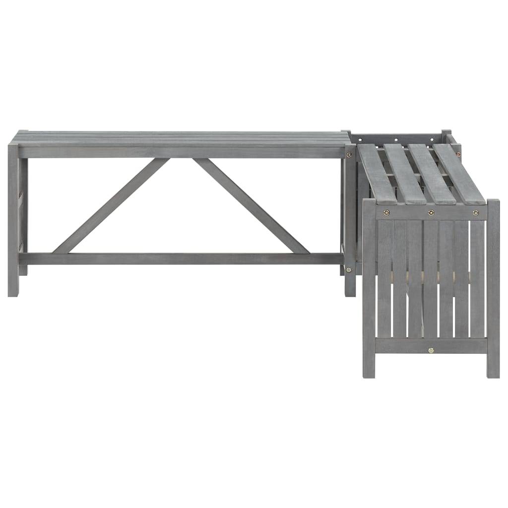 Banc d'angle de jardin - Banc d'extérieur - Banquette et jardinière 117 cm bois d'acacia gris - Image 2