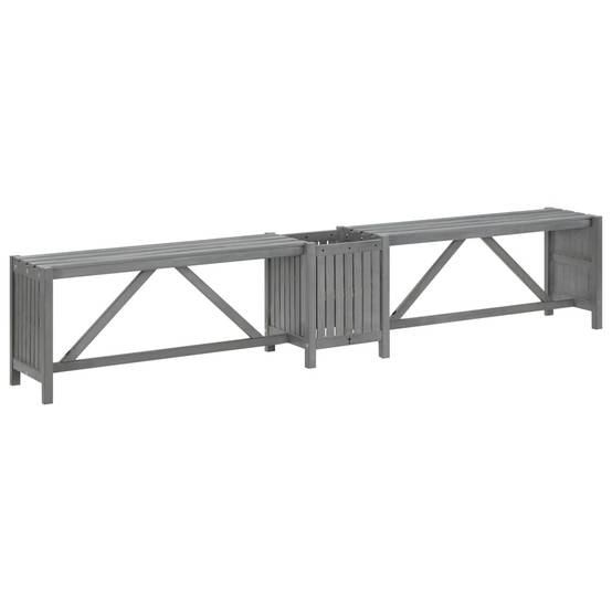 Banc d'angle de jardin - Banc d'extérieur - Banquette et jardinière 117 cm bois d'acacia gris - Image 4