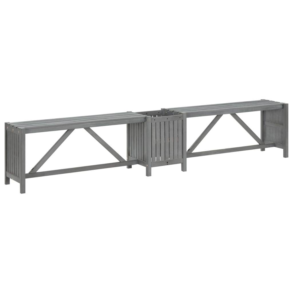 Banc d'angle de jardin - Banc d'extérieur - Banquette et jardinière 117 cm bois d'acacia gris - Image 4