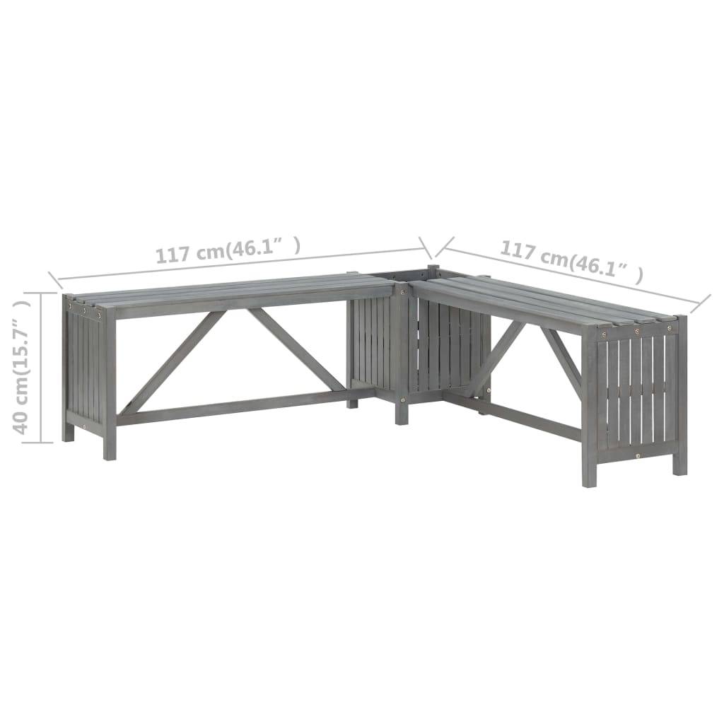 Banc d'angle de jardin - Banc d'extérieur - Banquette et jardinière 117 cm bois d'acacia gris - Image 8