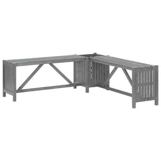 Banc d'angle de jardin - Banc d'extérieur - Banquette et jardinière 117 cm bois d'acacia gris - Image 1