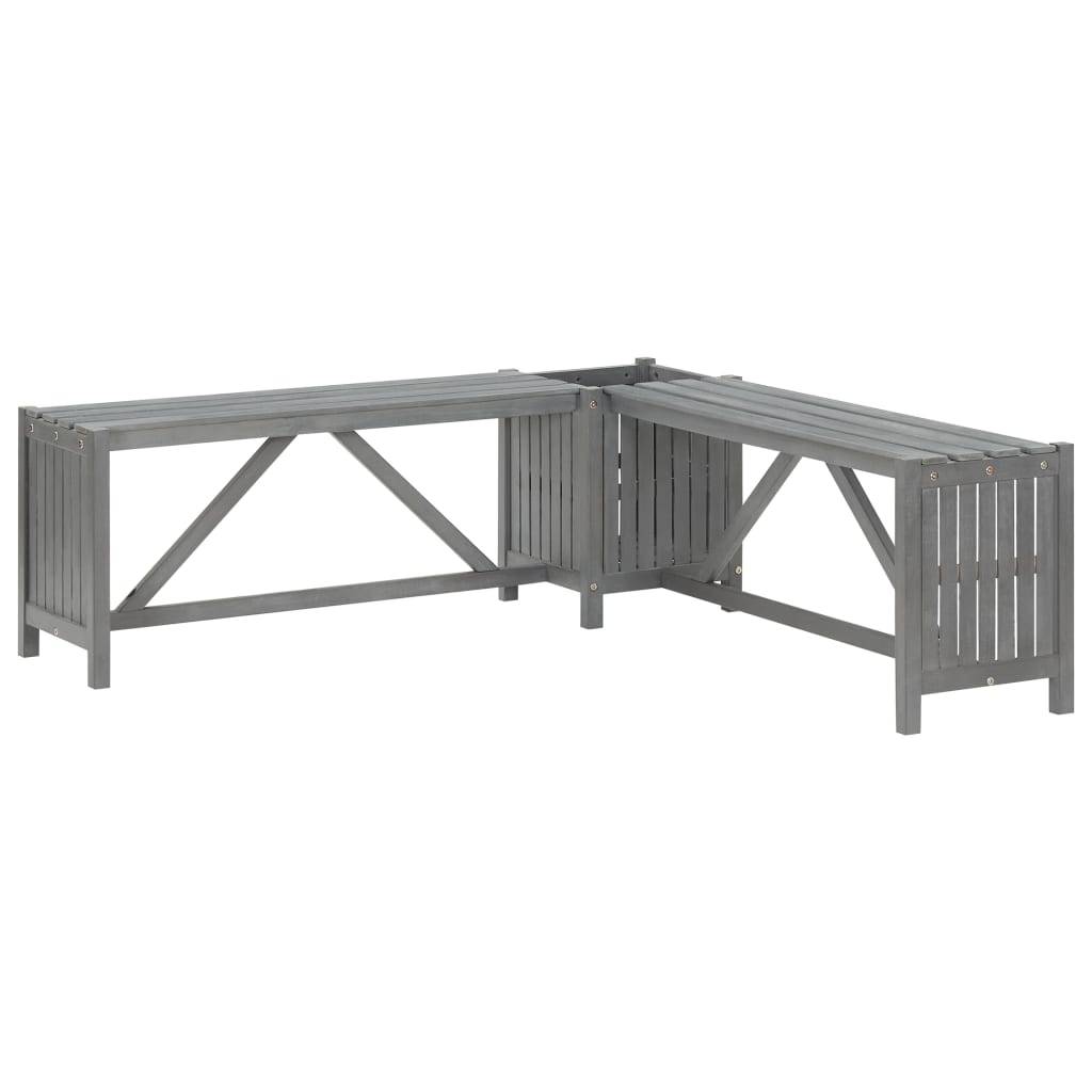Banc d'angle de jardin - Banc d'extérieur - Banquette et jardinière 117 cm bois d'acacia gris - Image 1