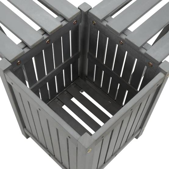 Banc d'angle de jardin - Banc d'extérieur - Banquette et jardinière 117 cm bois d'acacia gris - Image 7