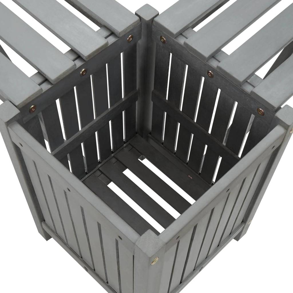 Banc d'angle de jardin - Banc d'extérieur - Banquette et jardinière 117 cm bois d'acacia gris - Image 7