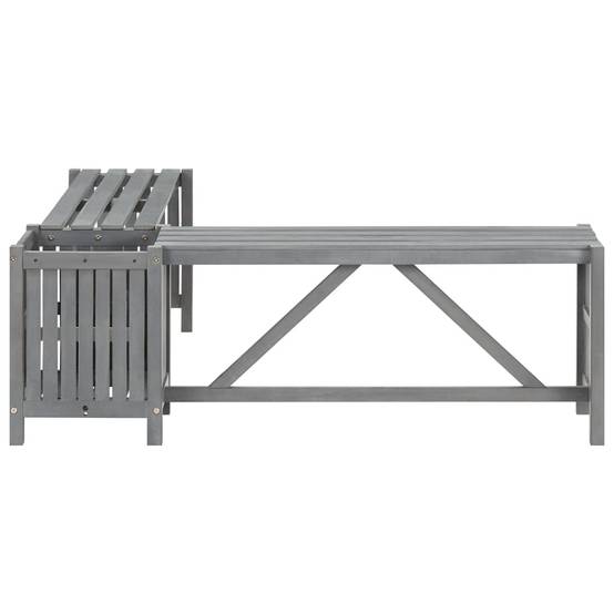 Banc d'angle de jardin - Banc d'extérieur - Banquette et jardinière 117 cm bois d'acacia gris - Image 3