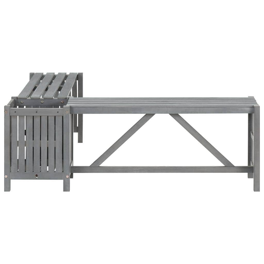 Banc d'angle de jardin - Banc d'extérieur - Banquette et jardinière 117 cm bois d'acacia gris - Image 3