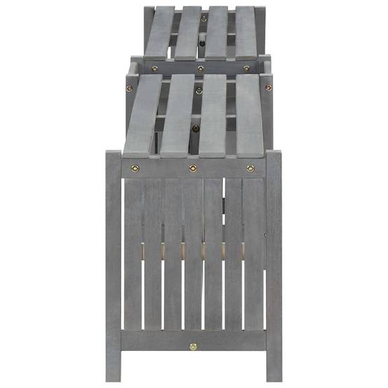 Banc d'angle de jardin - Banc d'extérieur - Banquette et jardinière 117 cm bois d'acacia gris - Image 5