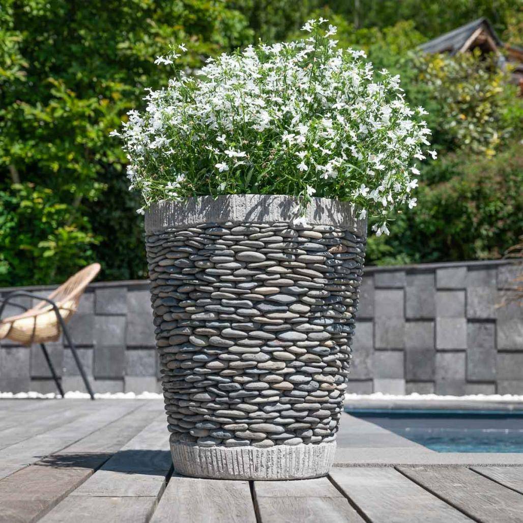 Wanda COLLECTION - Pot bac jardinière conique galet 50cm - Image 7