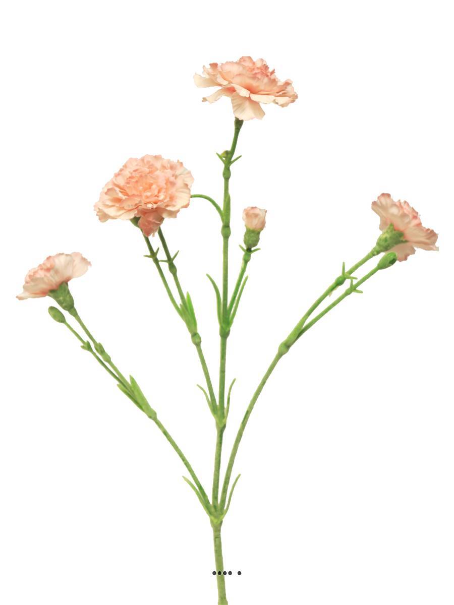 Artificielles - Oeillet artificiel en tige, 4 ramures, H 62 cm Rose pâle - BEST - couleur: Rose pâle - Imagen 2