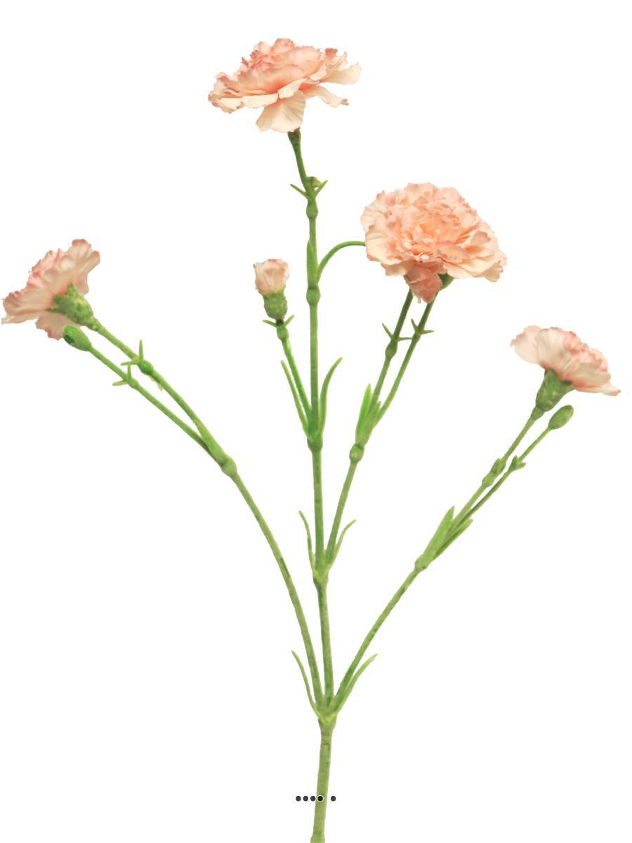 Artificielles - Oeillet artificiel en tige, 4 ramures, H 62 cm Rose pâle - BEST - couleur: Rose pâle - Imagen 3