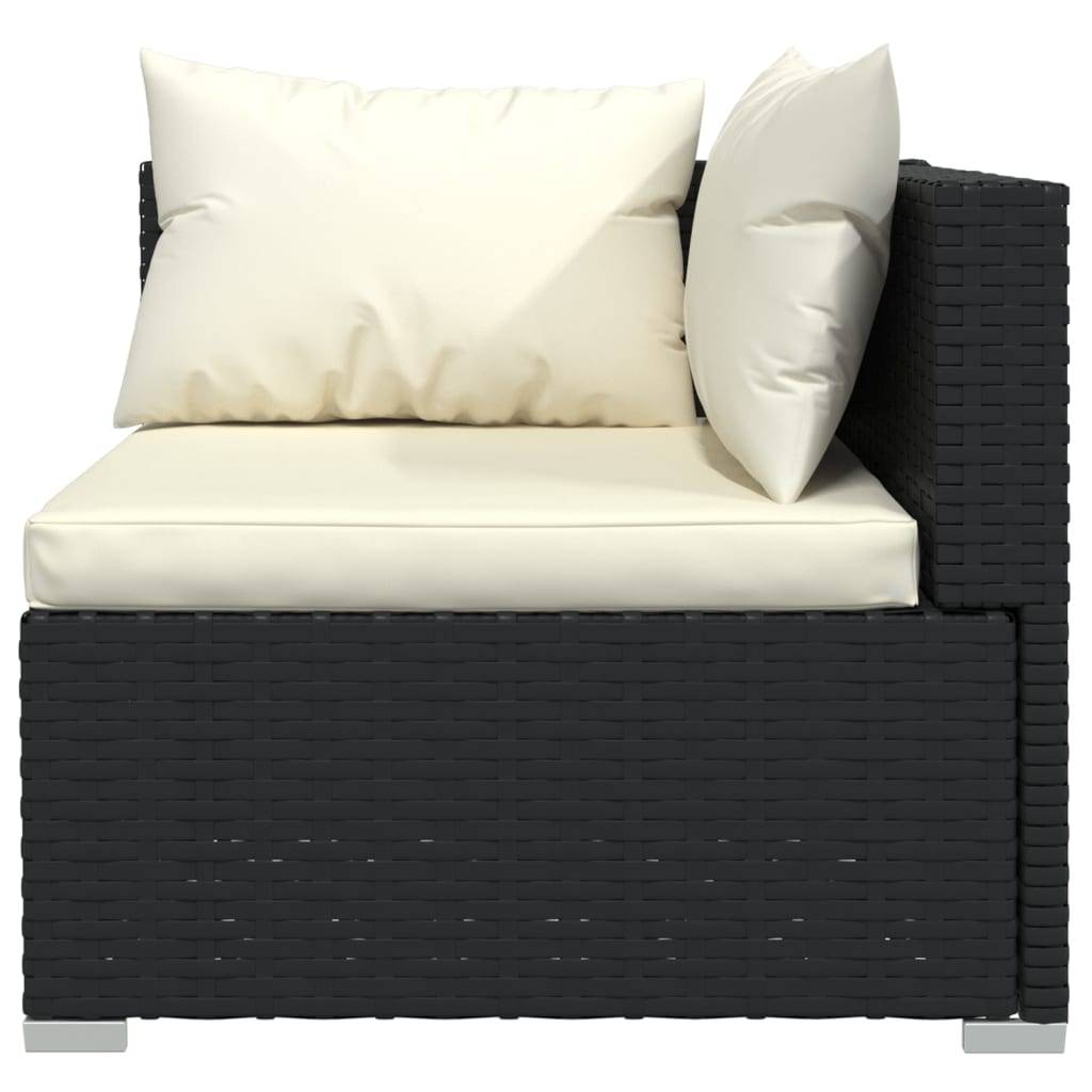 Helloshop26 - Salon de jardin meuble d'extérieur ensemble de mobilier 5 pièces avec coussins résine tressée noir - Imagen 3