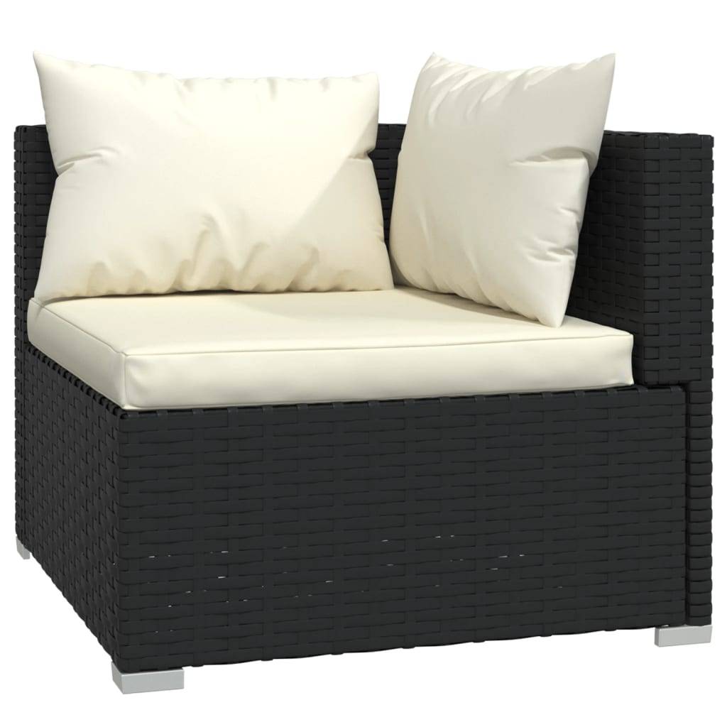Helloshop26 - Salon de jardin meuble d'extérieur ensemble de mobilier 5 pièces avec coussins résine tressée noir - Imagen 2