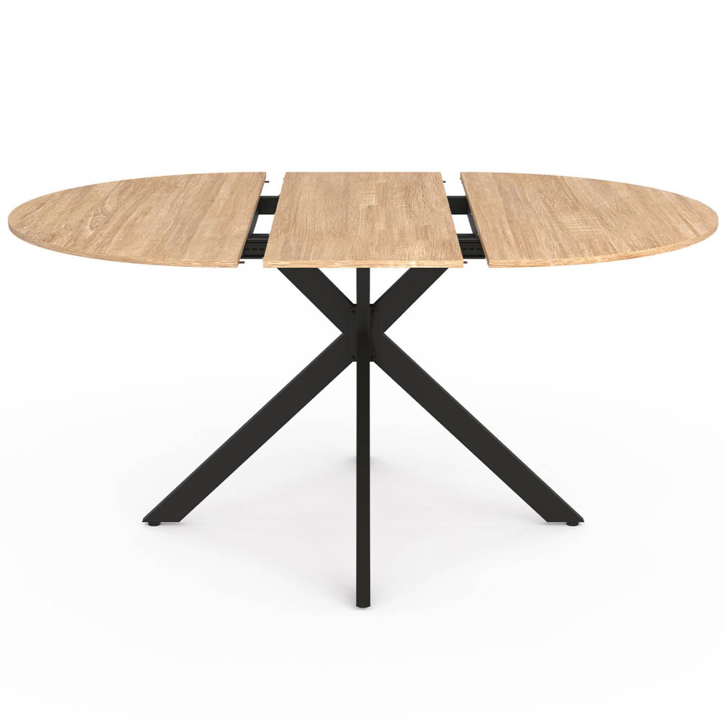 Table à manger extensible ronde ALIX 4-8 personnes pied araignée bois et noir 110-150 cm - Image 3
