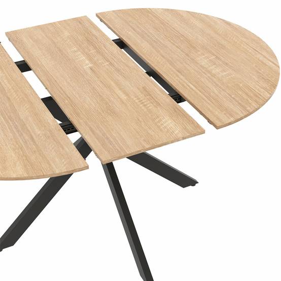 Table à manger extensible ronde ALIX 4-8 personnes pied araignée bois et noir 110-150 cm - Image 6