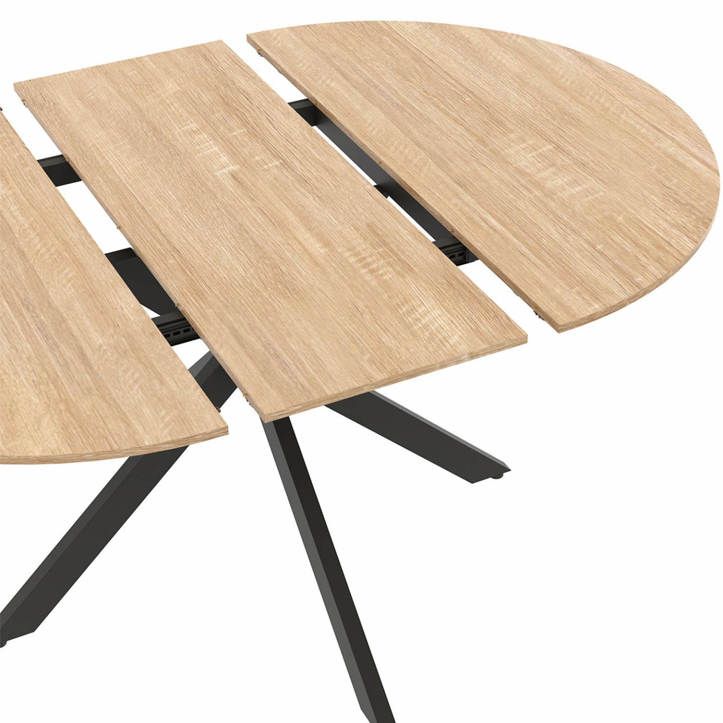 Table à manger extensible ronde ALIX 4-8 personnes pied araignée bois et noir 110-150 cm - Image 6