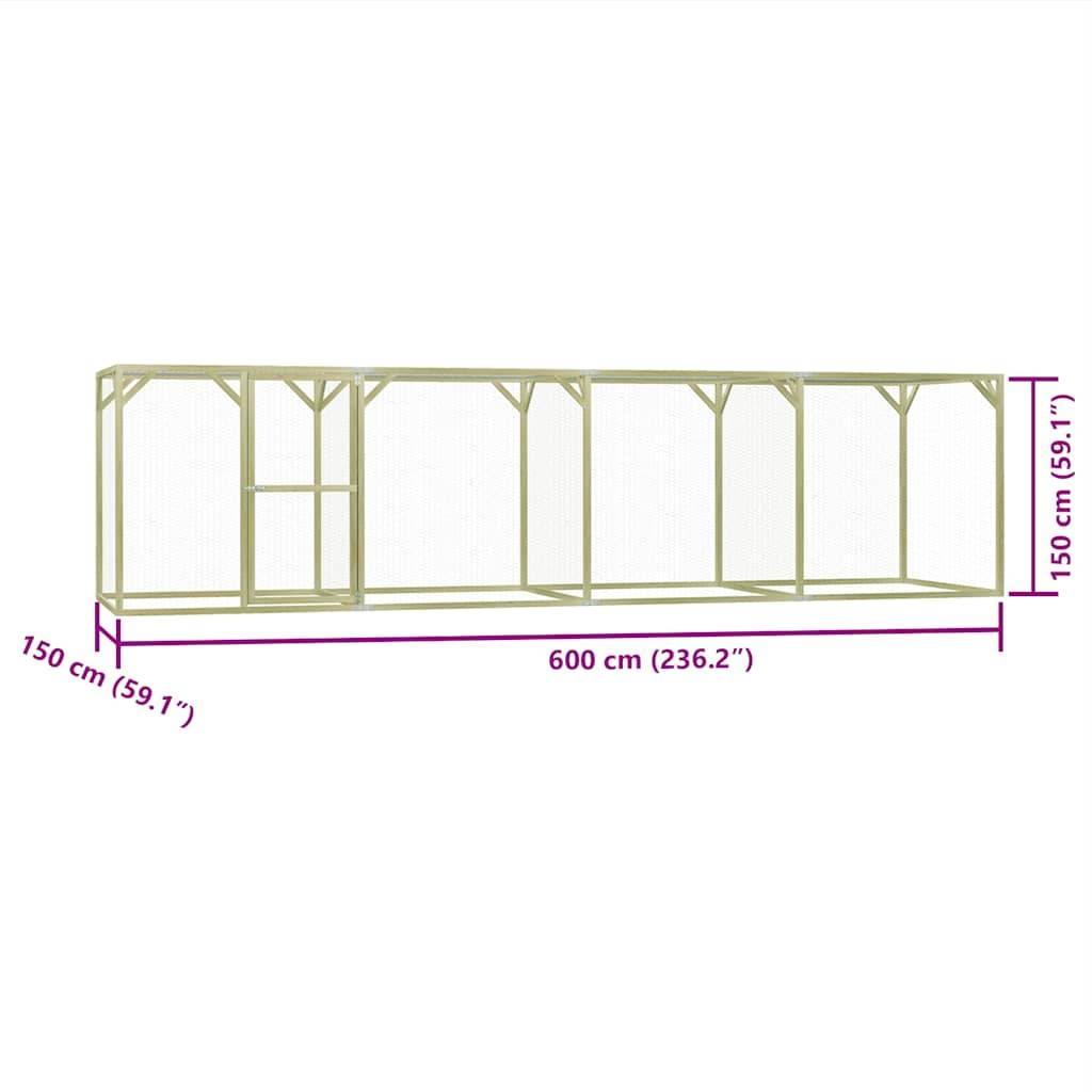 Vidaxl - Poulailler 1,5x6x1,5 m Pinède imprégnée vidaXL 278405 - Imagen 3