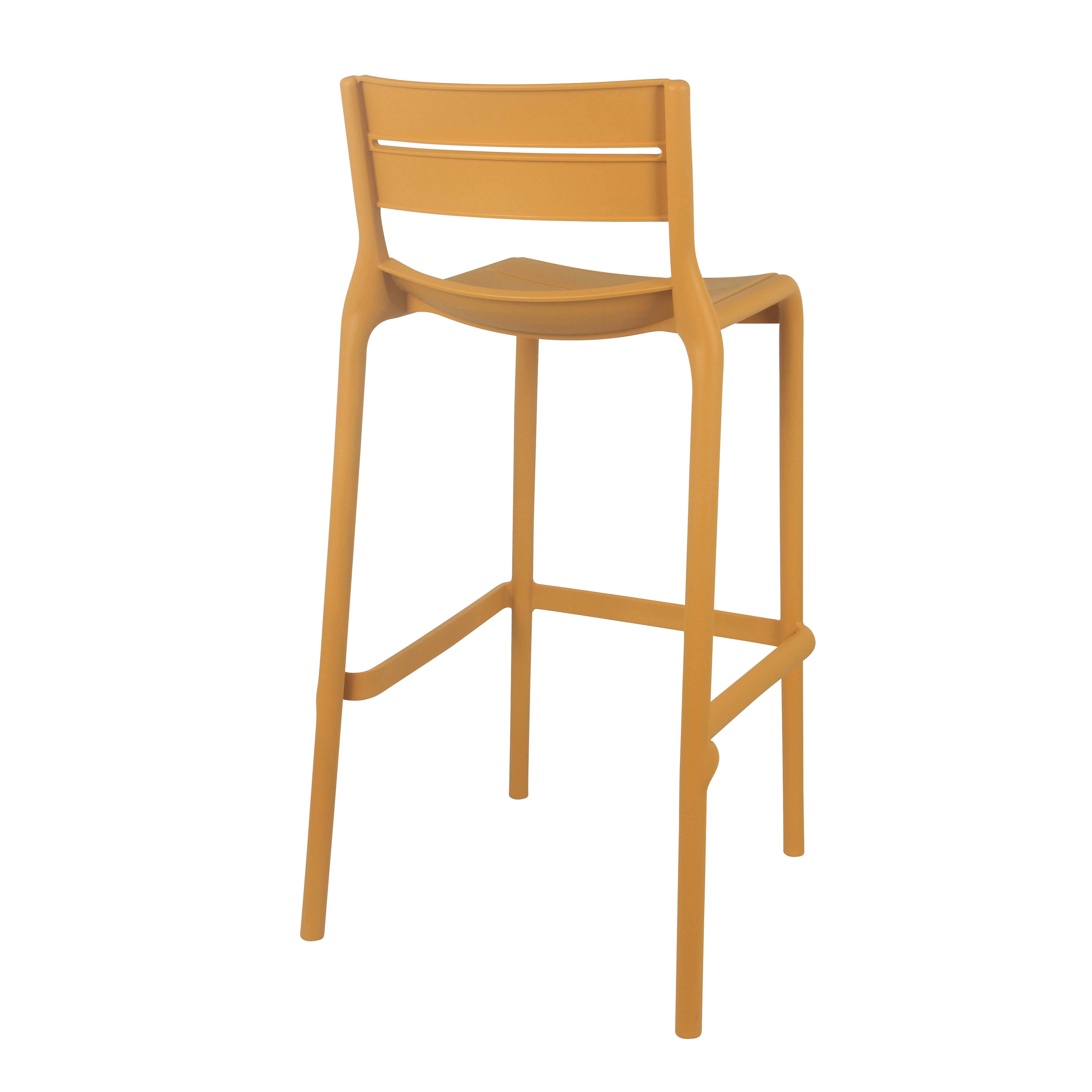 Oviala - Lot de 4 chaises hautes de terrasse en plastique jaune moutarde - Oviala - Imagen 4
